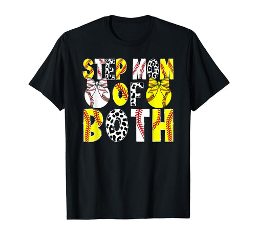 Step Mom Both Proud Softball Baseball T-Shirt - Minimalist Print Unisex - T-Shirt, Sweatshirt, Hoodie