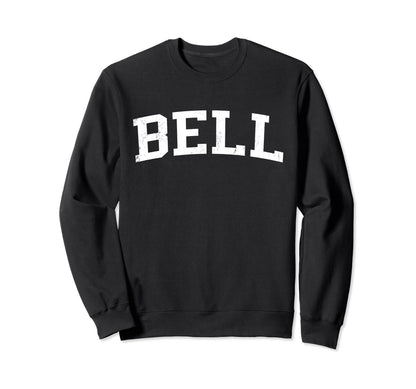 Bell Ca Distressed White Varsity Sweatshirt - Unique Graphic Unisex - T-Shirt, Sweatshirt, Hoodie