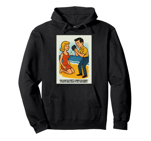 Pretty Smile Beach Camera 1960S Funny Seaside Hoodie - Graphic Print Unisex - T-Shirt, Sweatshirt, Hoodie