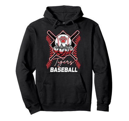Tigers Baseball Mom Game Day Paw Red Hoodie - Custom Art Print Unisex - T-Shirt, Sweatshirt, Hoodie