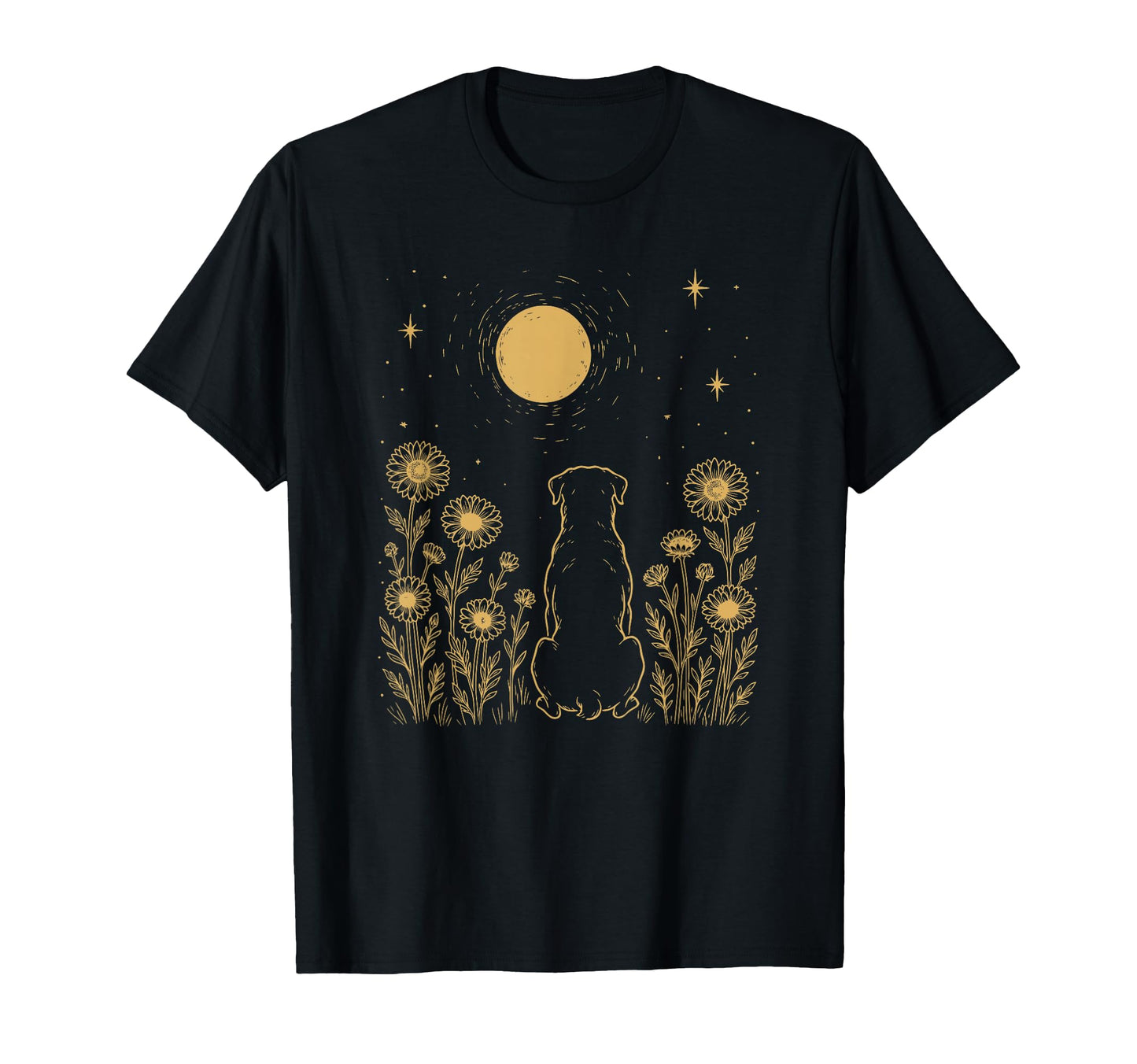 Boho Floral Rottweiler Moon Rottweiler T-Shirt - Novelty Apparel Men Women - T-Shirt, Sweatshirt, Hoodie