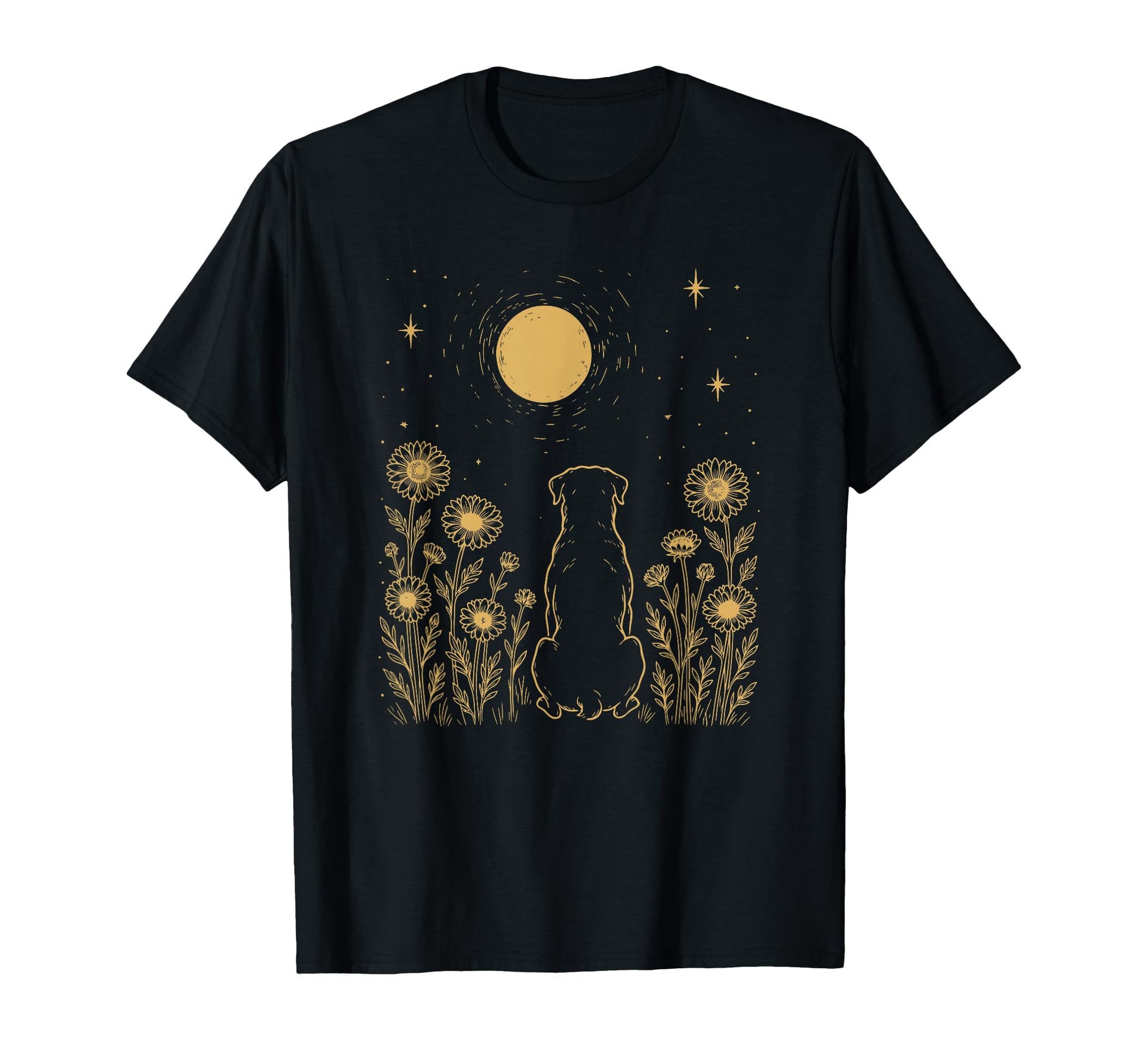Boho Floral Rottweiler Moon Rottweiler T-Shirt - Novelty Apparel Men Women - T-Shirt, Sweatshirt, Hoodie