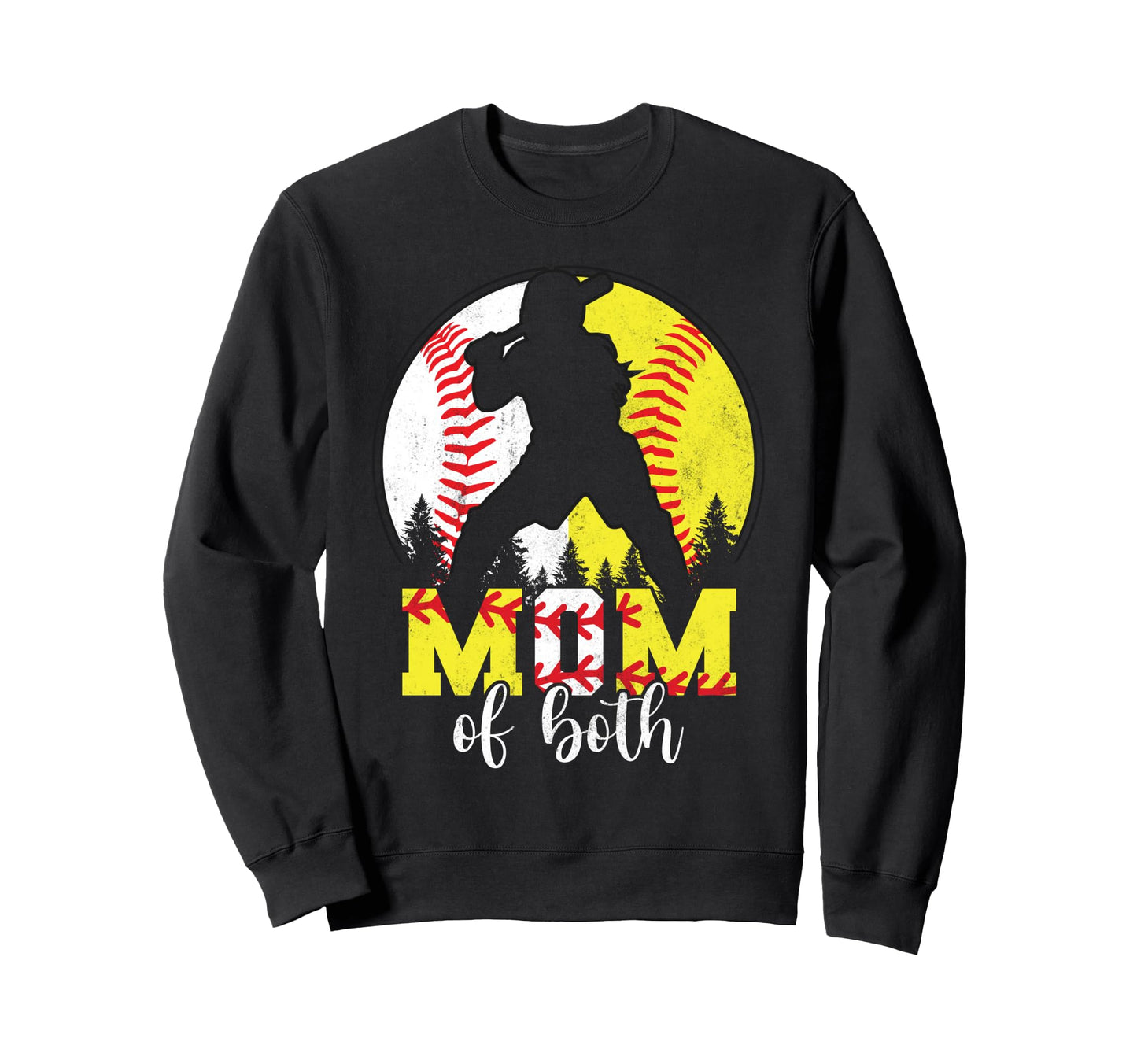Mom Both And Baseball Softball Sweatshirt - Minimalist Print Men Women - T-Shirt, Sweatshirt, Hoodie