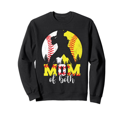 Mom Both And Baseball Softball Sweatshirt - Minimalist Print Men Women - T-Shirt, Sweatshirt, Hoodie