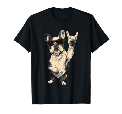 French Bulldog Rock Hand Sign Punk Dog T-Shirt - Fun Novelty Design Unisex - T-Shirt, Sweatshirt, Hoodie