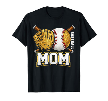 Baseball Mom Ball Bat Glove T-Shirt - Fun Novelty Design for Adults - T-Shirt, Sweatshirt, Hoodie