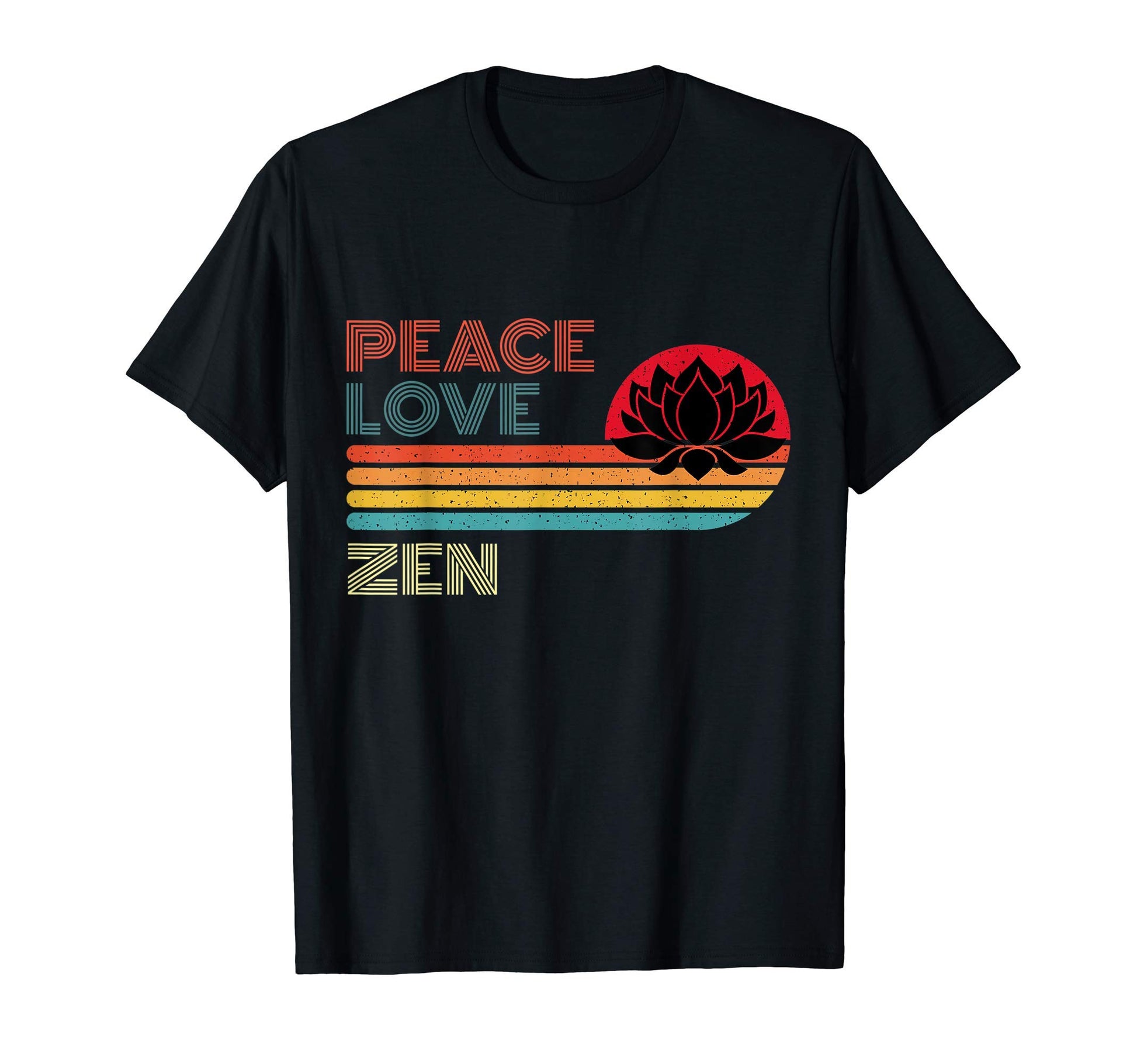 Peace Love Zen Striped Sunset Yoga T-Shirt - Aesthetic Graphic Men Women - T-Shirt, Sweatshirt, Hoodie