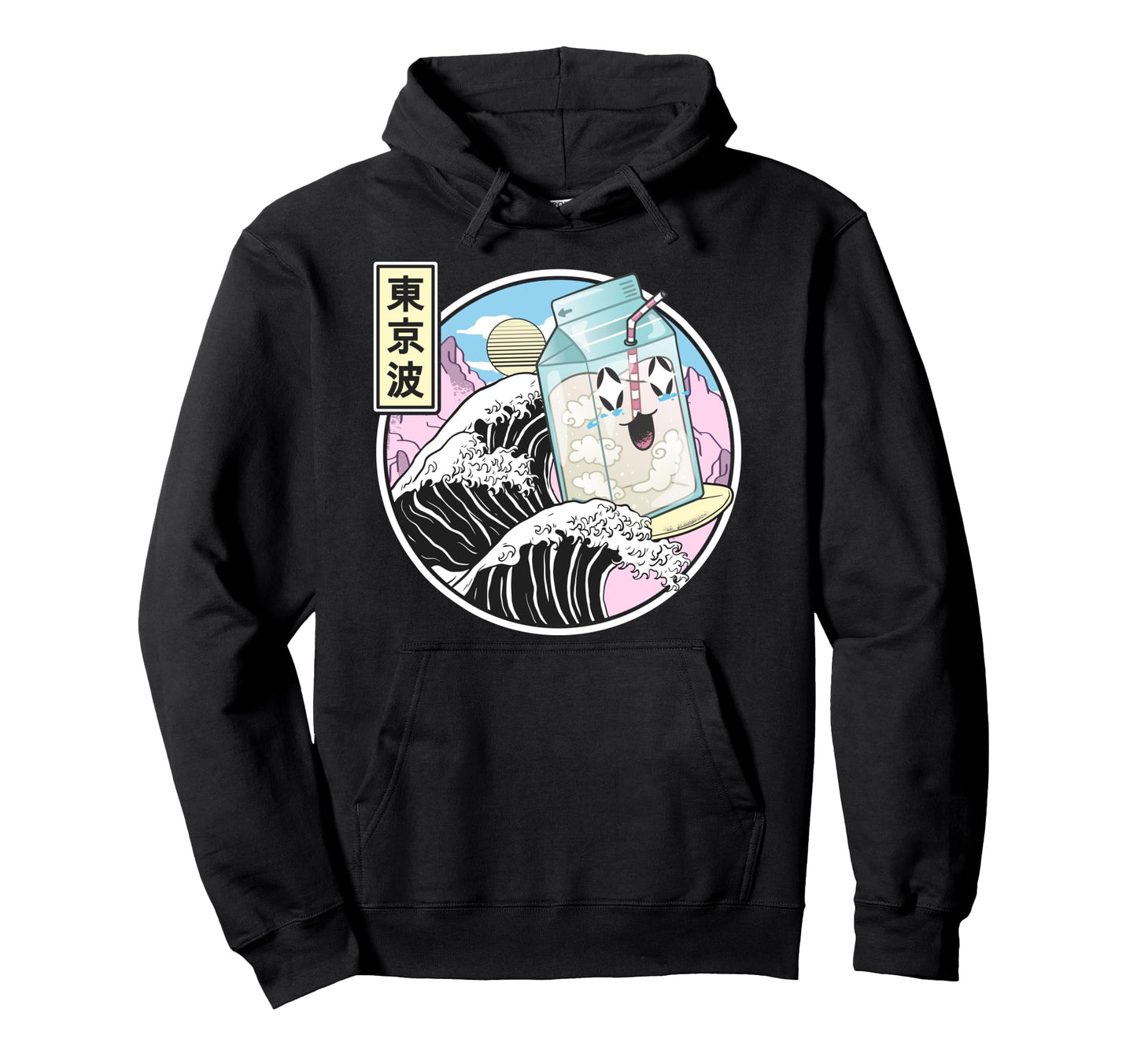 Surfing Milk Carton Kanagawa Wave Hoodie - Unique Graphic Men Women - T-Shirt, Sweatshirt, Hoodie