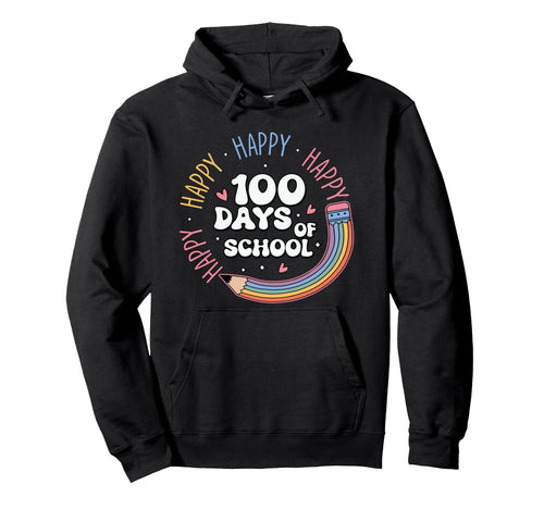 100 Days School Groovy Pencil Rainbow Hoodie - Minimalist Print Men Women - T-Shirt, Sweatshirt, Hoodie