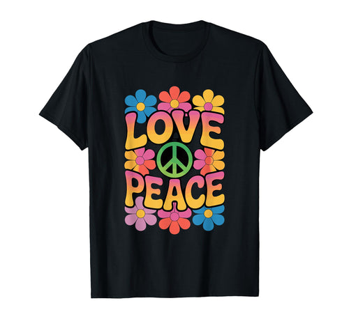 Love And Peace Flower Power Art T-Shirt - Graphic Print Unisex - T-Shirt, Sweatshirt, Hoodie