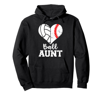 Ball Aunt Heart Funny Baseball Hoodie - Graphic Print for Adults - T-Shirt, Sweatshirt, Hoodie
