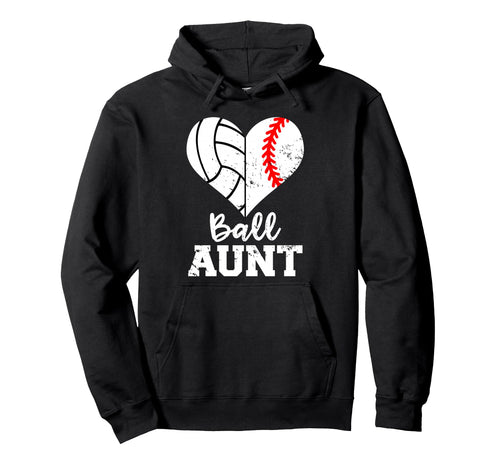 Ball Aunt Heart Funny Baseball Hoodie - Graphic Print for Adults - T-Shirt, Sweatshirt, Hoodie