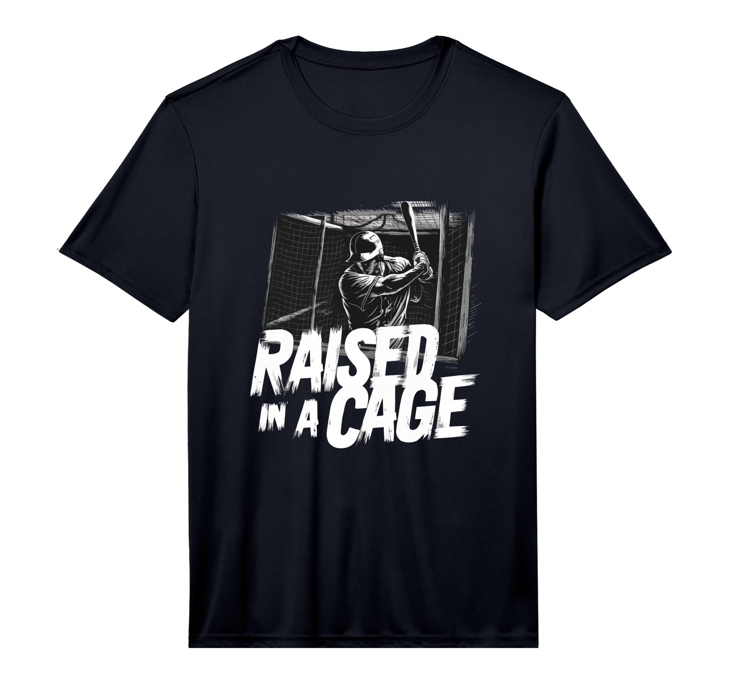 Raised Cage Baseball Player Funny T-Shirt - Graphic Print Men Women - T-Shirt, Sweatshirt, Hoodie