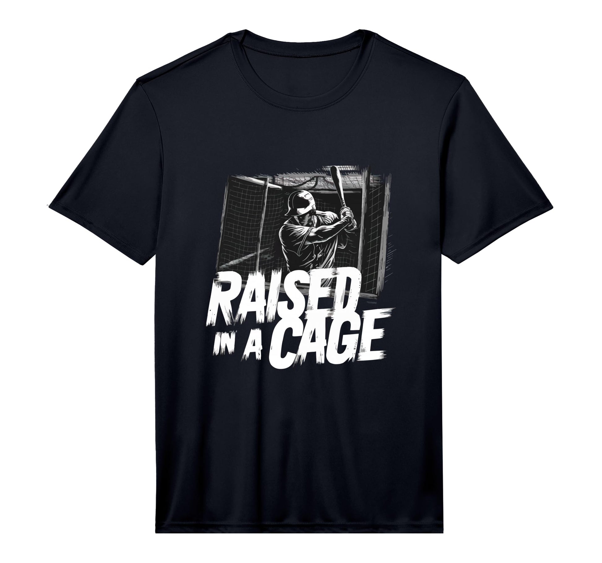 Raised Cage Baseball Player Funny T-Shirt - Graphic Print Men Women - T-Shirt, Sweatshirt, Hoodie