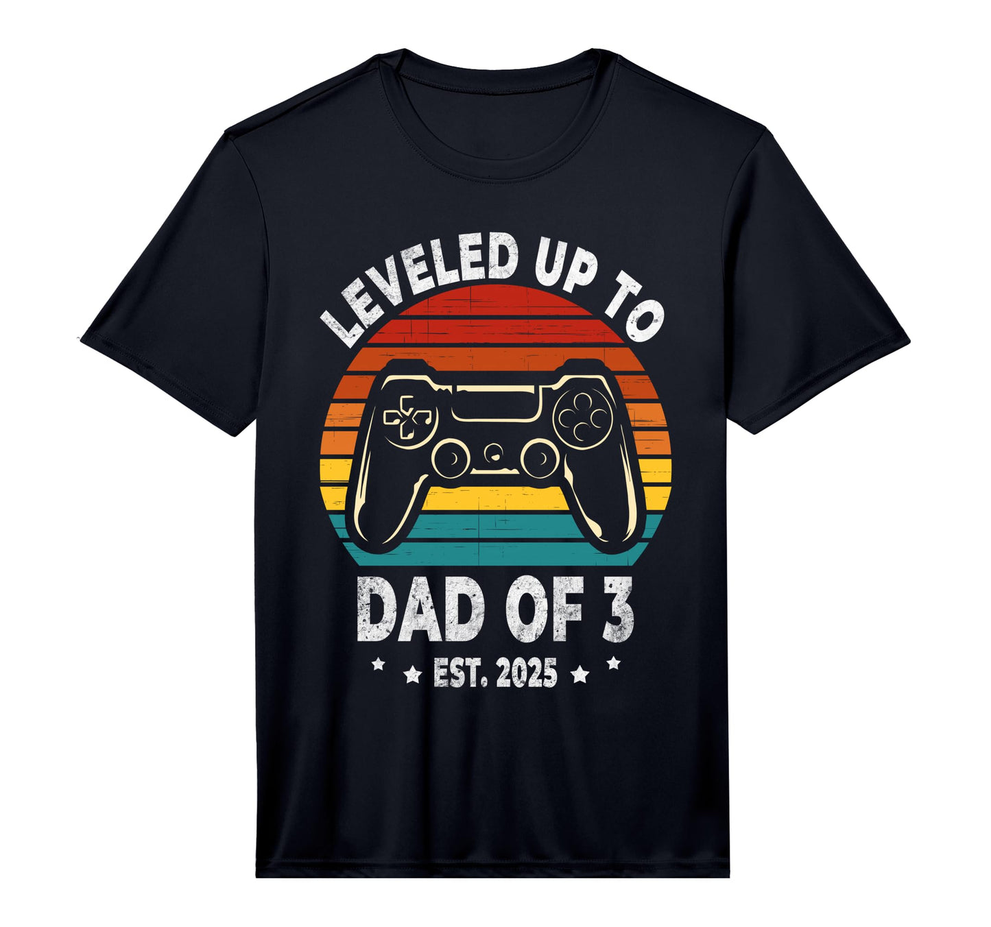 Mens Leveled Up To Dad 3 Three Daddy T-Shirt - Minimalist Print Unisex - T-Shirt, Sweatshirt, Hoodie