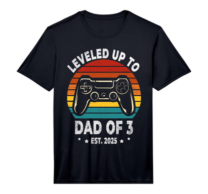 Mens Leveled Up To Dad 3 Three Daddy T-Shirt - Minimalist Print Unisex - T-Shirt, Sweatshirt, Hoodie
