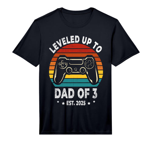 Mens Leveled Up To Dad 3 Three Daddy T-Shirt - Minimalist Print Unisex - T-Shirt, Sweatshirt, Hoodie