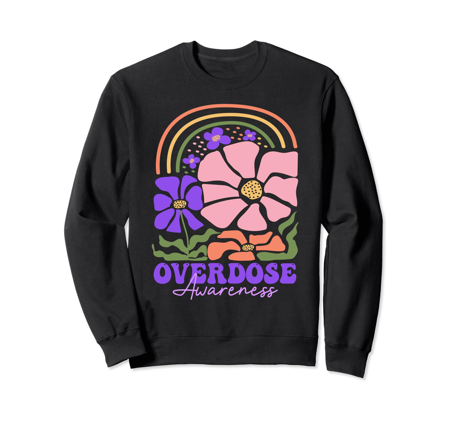 Overdose Awareness Purple Groovy Boho Sweatshirt - Minimalist Print Unisex - T-Shirt, Sweatshirt, Hoodie
