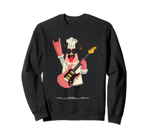 Rock Chef Funny Guitar Player Sweatshirt - Minimalist Print Men Women - T-Shirt, Sweatshirt, Hoodie