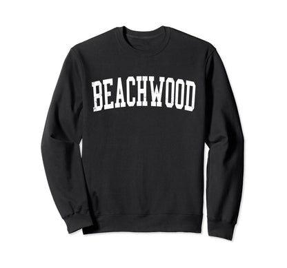 Beachwood Nj Distressed White Sweatshirt - Minimalist Print for Adults - T-Shirt, Sweatshirt, Hoodie