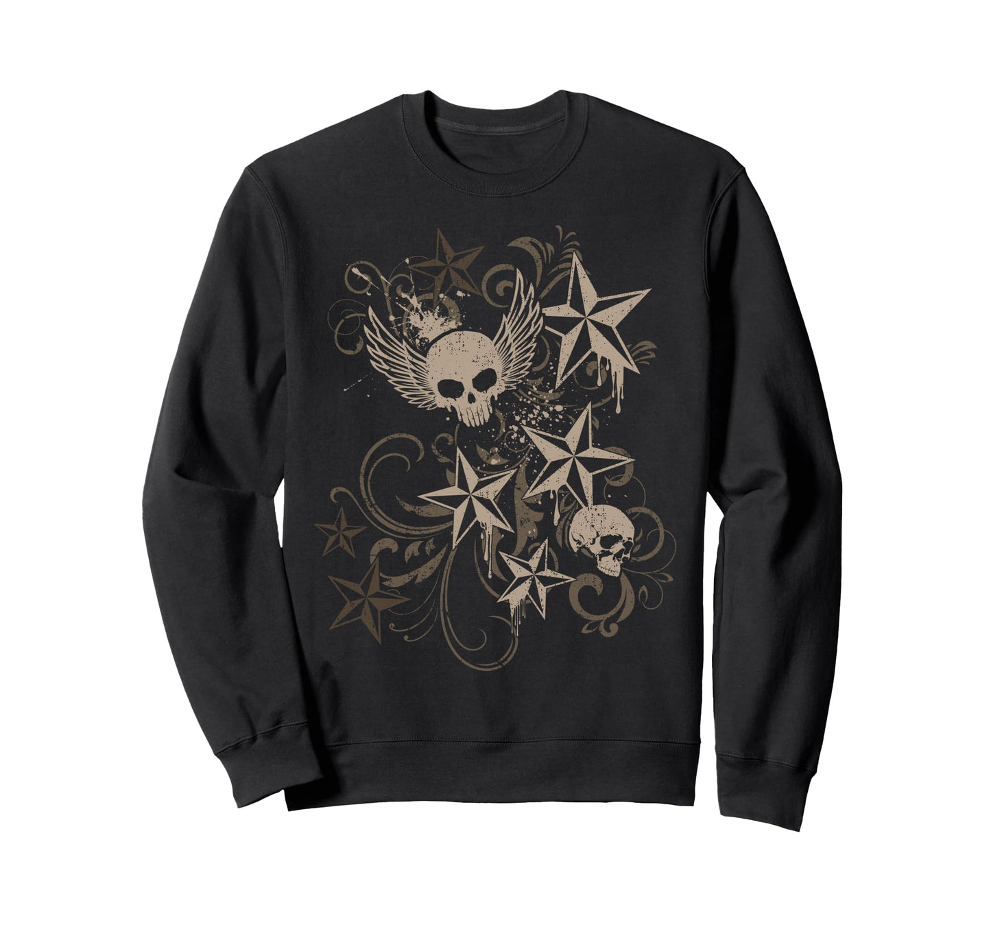 Y2K Grunge 2000S Skull Star Emo Sweatshirt - Fun Novelty Design Men Women - T-Shirt, Sweatshirt, Hoodie