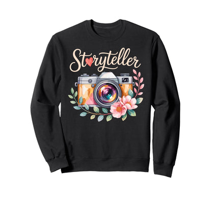 Photo Camera Flowers Storyteller Sweatshirt - Graphic Print Men Women - T-Shirt, Sweatshirt, Hoodie