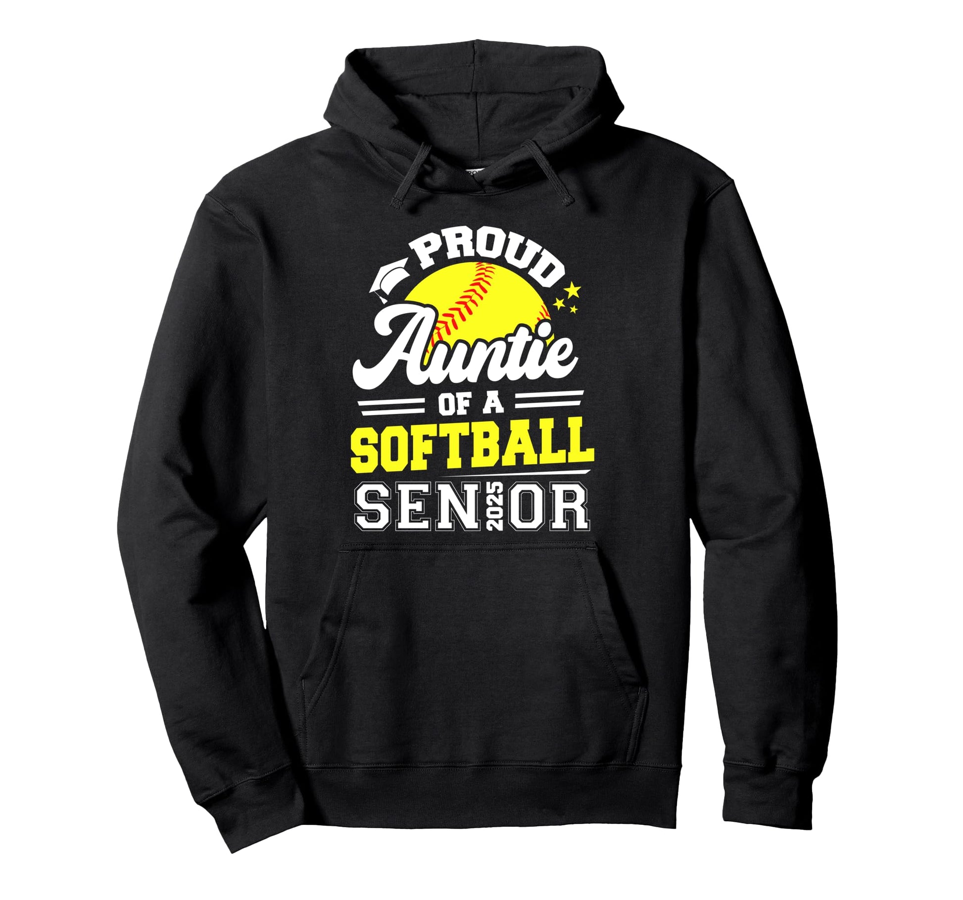 Proud Auntie Softball Senior 2025 Hoodie - Graphic Print for Adults - T-Shirt, Sweatshirt, Hoodie