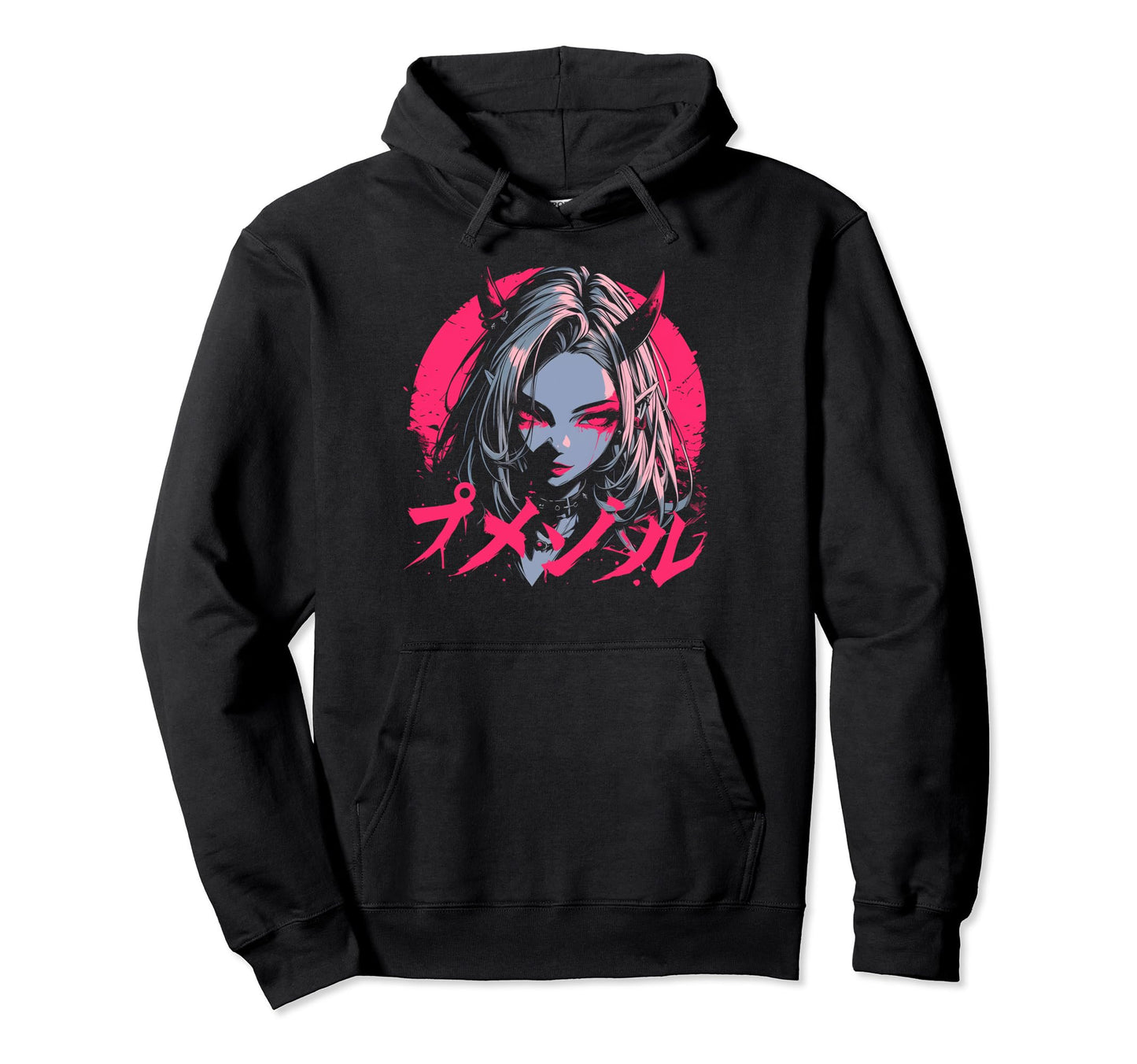 Goth Grunge Demon Anime Waifu Horror Hoodie - Trendy Graphic for Adults - T-Shirt, Sweatshirt, Hoodie