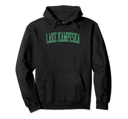 Lake Kampeska Distressed Green Varsity Hoodie - Unique Graphic for Adults - T-Shirt, Sweatshirt, Hoodie