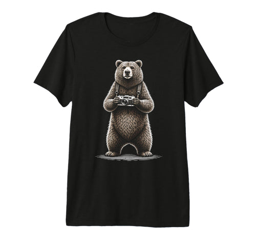 Funny Bear Photographer Camera Photography T-Shirt - Unique Graphic Unisex - T-Shirt, Sweatshirt, Hoodie