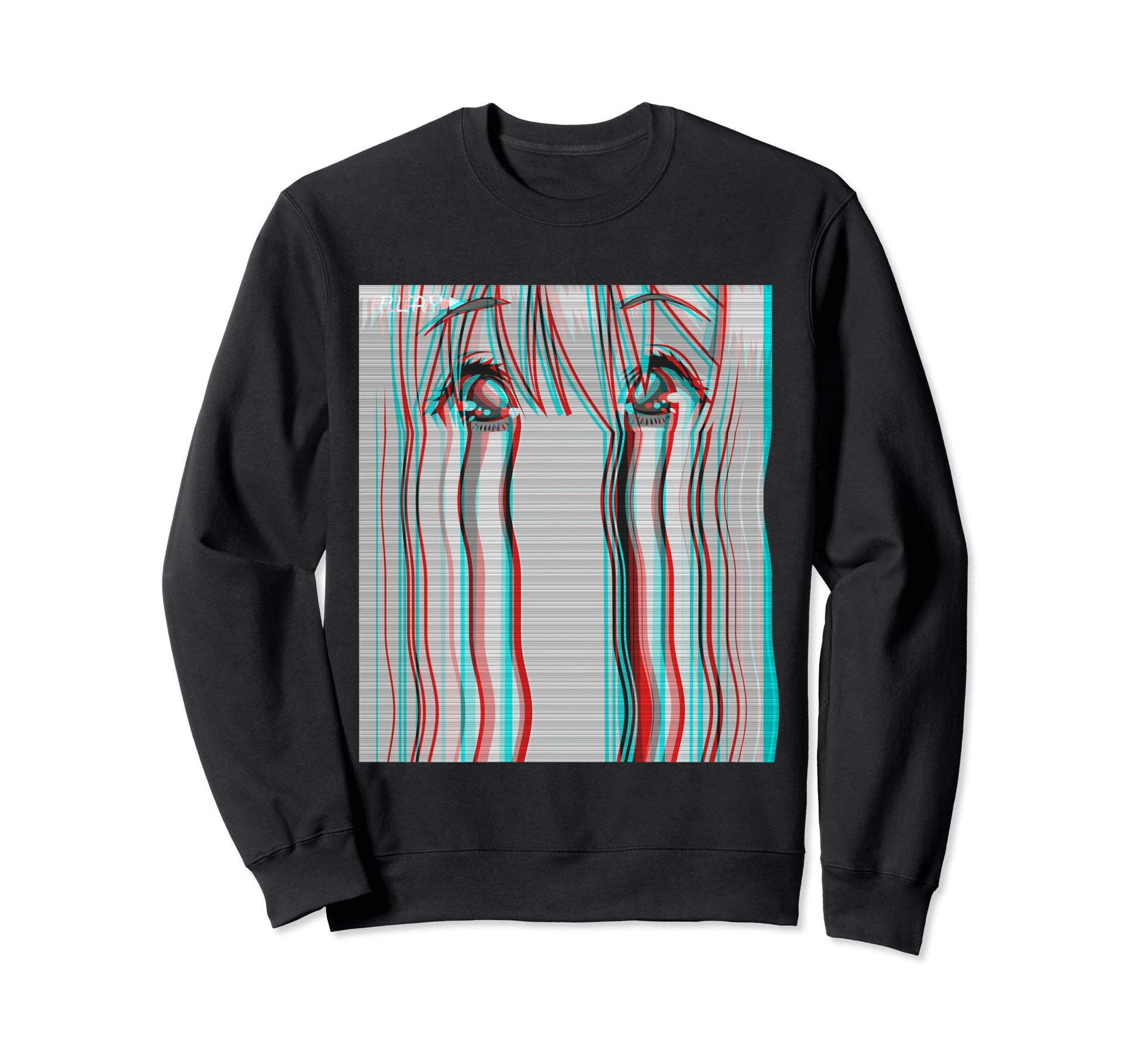 Vaporwave Aesthetic Sad Anime Eyes Eboy Sweatshirt - Graphic Print Unisex - T-Shirt, Sweatshirt, Hoodie