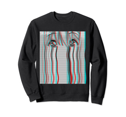 Vaporwave Aesthetic Sad Anime Eyes Eboy Sweatshirt - Graphic Print Unisex - T-Shirt, Sweatshirt, Hoodie