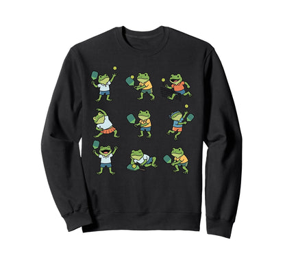 Frogs Playing Pickleball Player Sweatshirt - Custom Art Print Men Women - T-Shirt, Sweatshirt, Hoodie