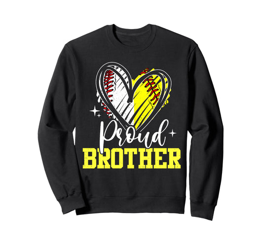 Ball Brother Heart Baseball Softball Sweatshirt - Fun Novelty Design Unisex - T-Shirt, Sweatshirt, Hoodie
