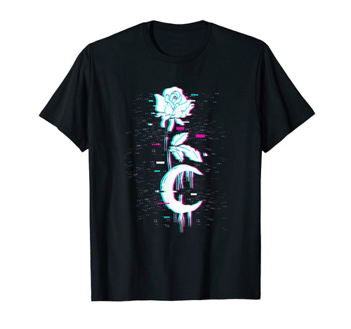 Moon Rose Aesthetic Vaporwave T-Shirt - Fun Novelty Design for Adults - T-Shirt, Sweatshirt, Hoodie