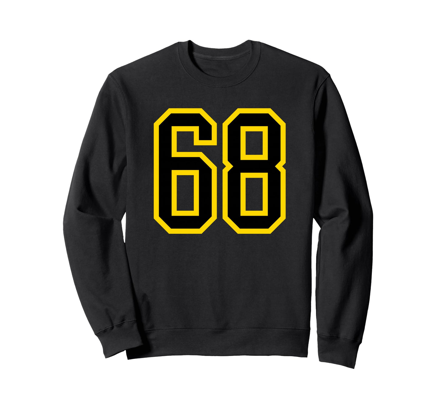 Yellow Black Sport Team Number 68 Sweatshirt - Minimalist Print Men Women - T-Shirt, Sweatshirt, Hoodie
