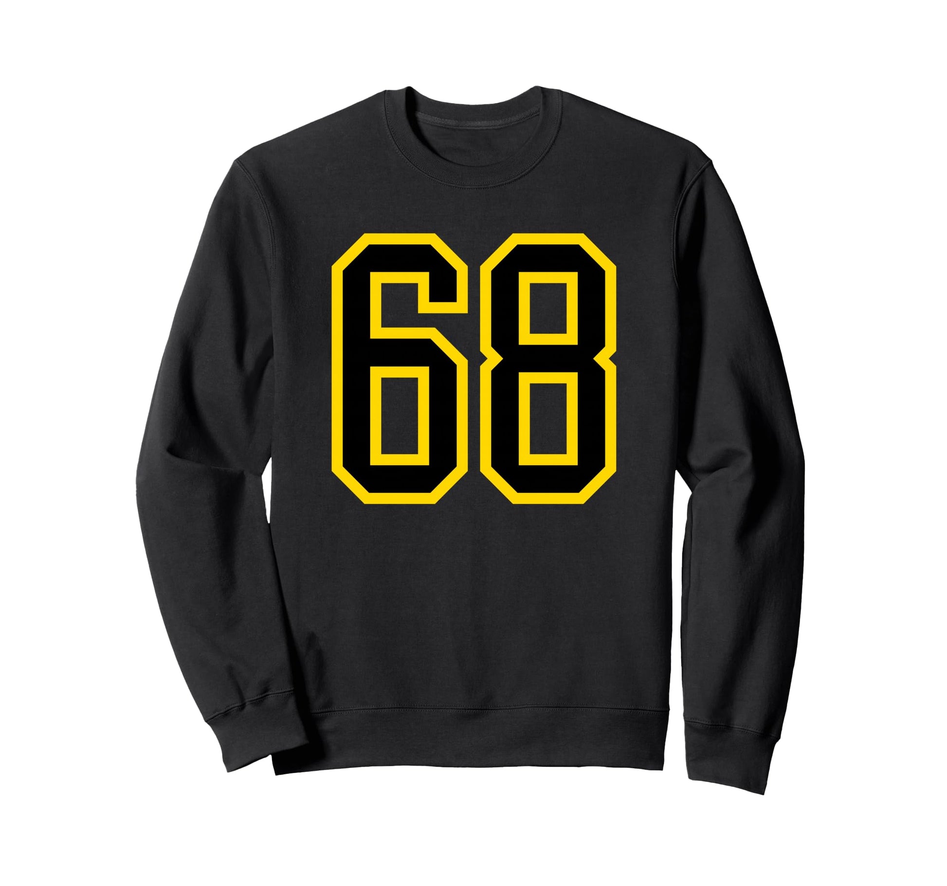 Yellow Black Sport Team Number 68 Sweatshirt - Minimalist Print Men Women - T-Shirt, Sweatshirt, Hoodie