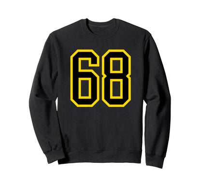 Yellow Black Sport Team Number 68 Sweatshirt - Minimalist Print Men Women - T-Shirt, Sweatshirt, Hoodie