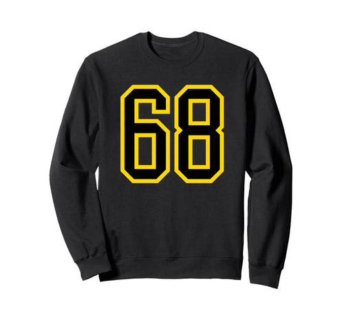 Yellow Black Sport Team Number 68 Sweatshirt - Minimalist Print Men Women - T-Shirt, Sweatshirt, Hoodie