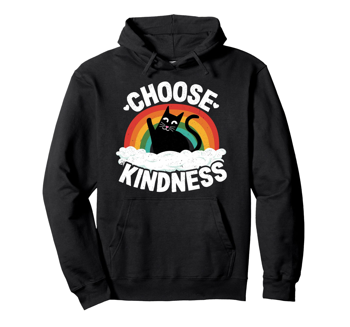 Anti Bullying Rainbow Peace Kind Hippie Cat Hoodie - Trendy Graphic Unisex - T-Shirt, Sweatshirt, Hoodie