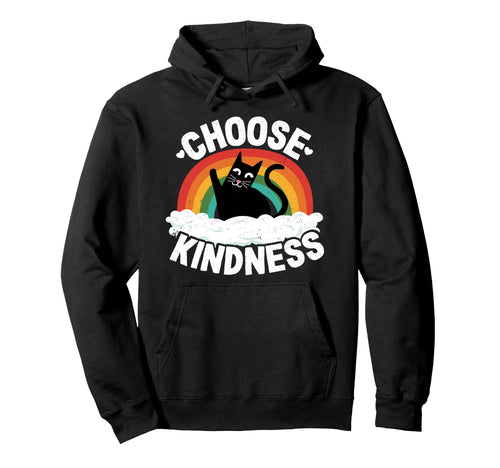 Anti Bullying Rainbow Peace Kind Hippie Cat Hoodie - Trendy Graphic Unisex - T-Shirt, Sweatshirt, Hoodie
