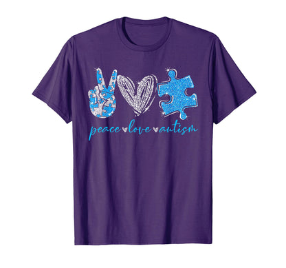 Peace Love Puzzle Ribbon Autism T-Shirt - Casual Everyday Wear for Adults - T-Shirt, Sweatshirt, Hoodie