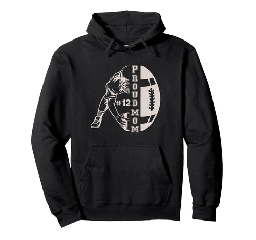 Customized Proud Football Mom Number Hoodie - Aesthetic Graphic for Adults - T-Shirt, Sweatshirt, Hoodie