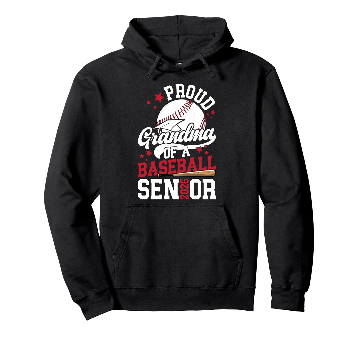 Proud Grandma Baseball Senior Grandma Hoodie - Novelty Apparel for Adults - T-Shirt, Sweatshirt, Hoodie