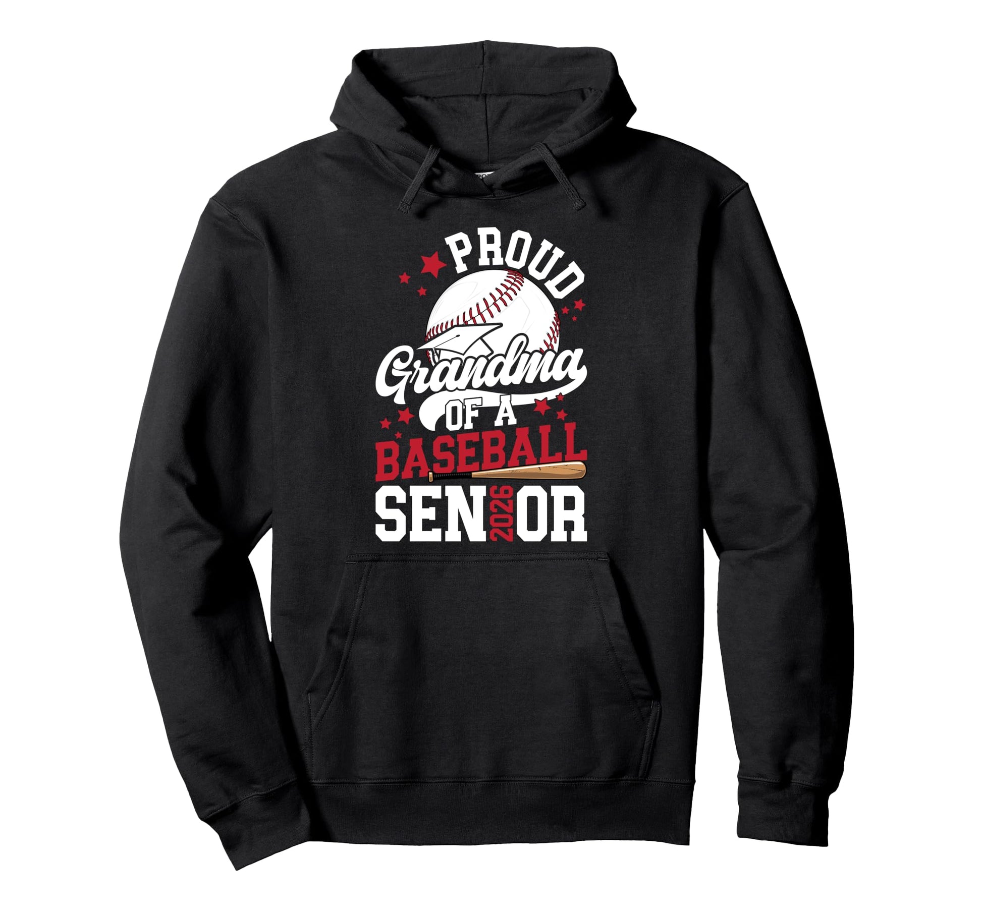 Proud Grandma Baseball Senior Grandma Hoodie - Novelty Apparel for Adults - T-Shirt, Sweatshirt, Hoodie