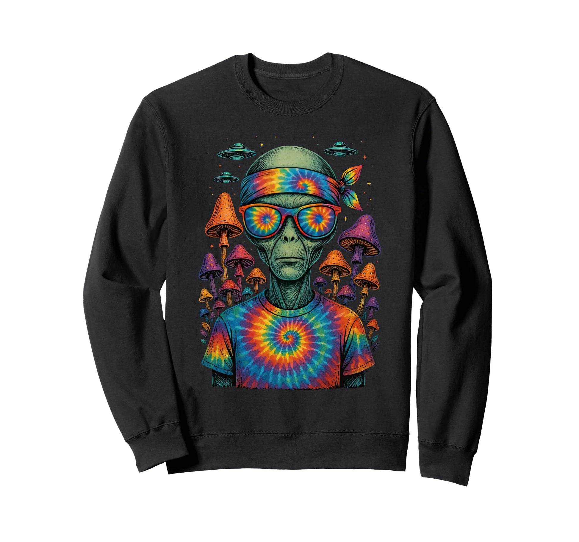 Tie Dye Alien Hippie Sweatshirt - Casual Everyday Wear for Adults - T-Shirt, Sweatshirt, Hoodie