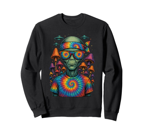 Tie Dye Alien Hippie Sweatshirt - Casual Everyday Wear for Adults - T-Shirt, Sweatshirt, Hoodie