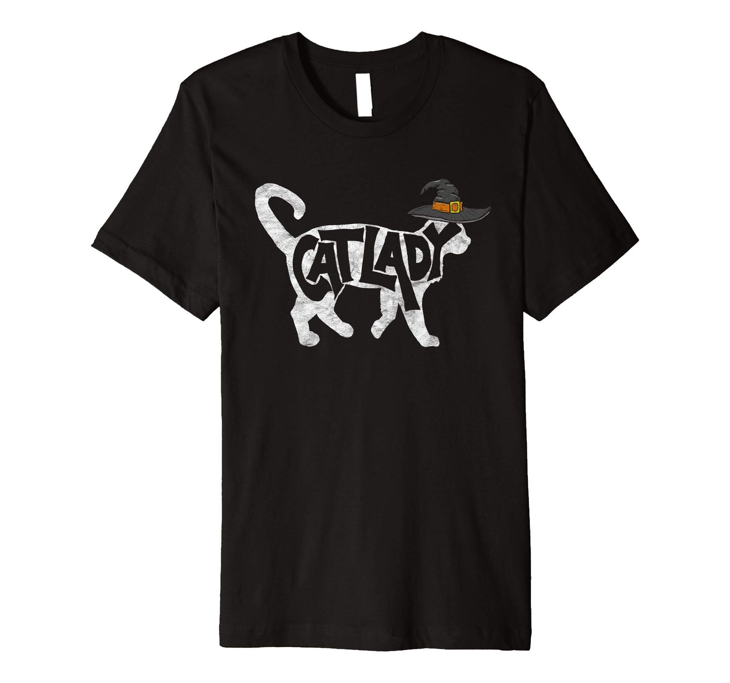 Cat Lady Funny White Cat Witch Hat T-Shirt - Unique Graphic Men Women - T-Shirt, Sweatshirt, Hoodie