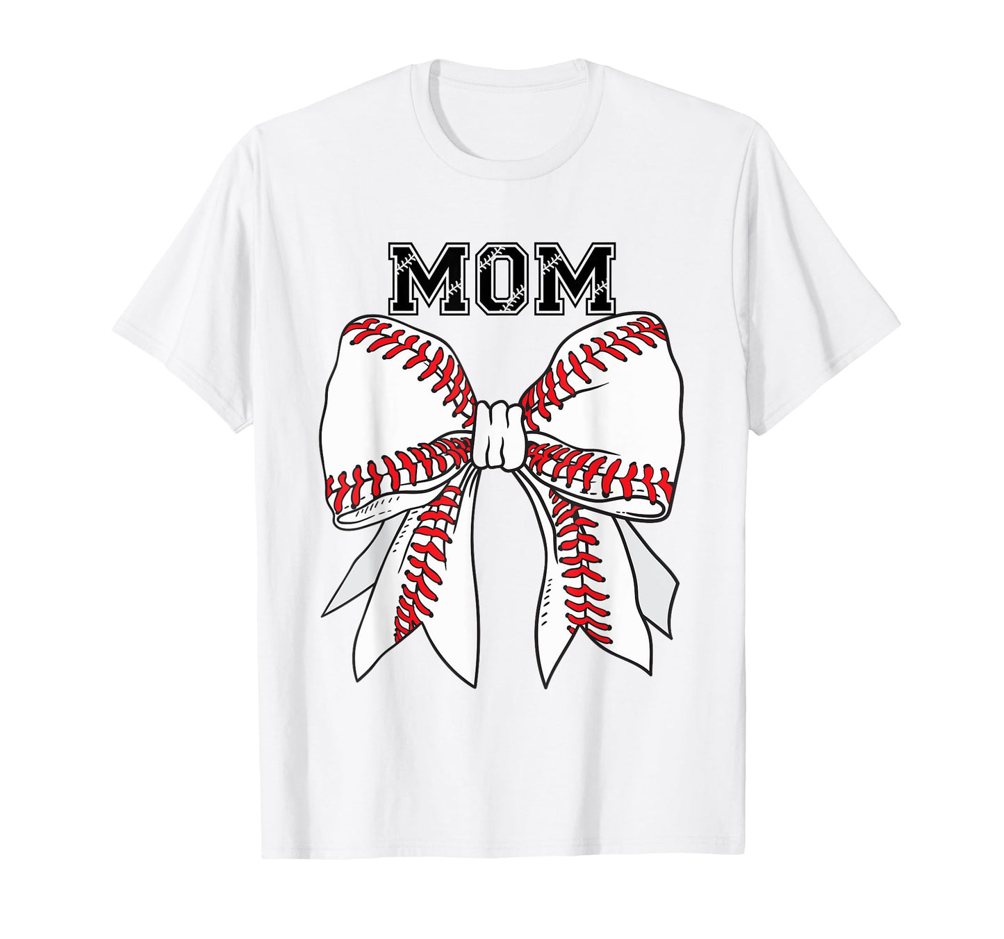 Baseball And Softball Mom Bow T-Shirt - Trendy Graphic Unisex - T-Shirt, Sweatshirt, Hoodie