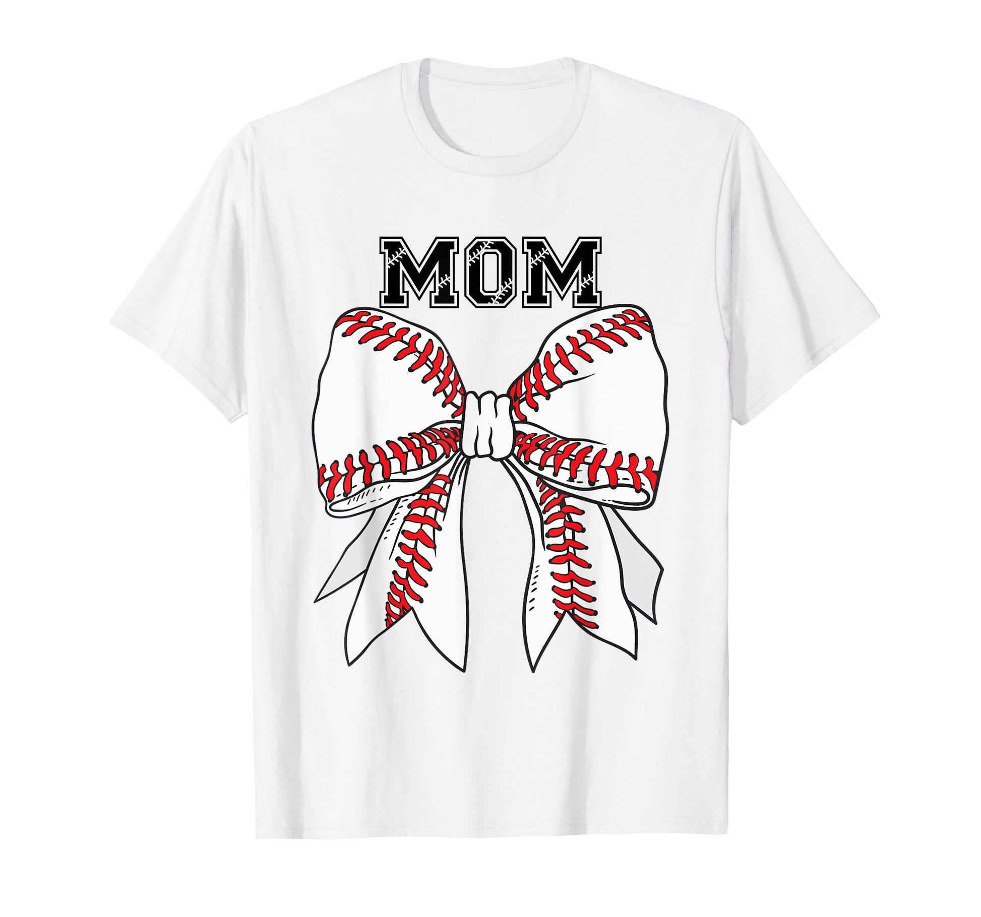 Baseball And Softball Mom Bow T-Shirt - Trendy Graphic Unisex - T-Shirt, Sweatshirt, Hoodie